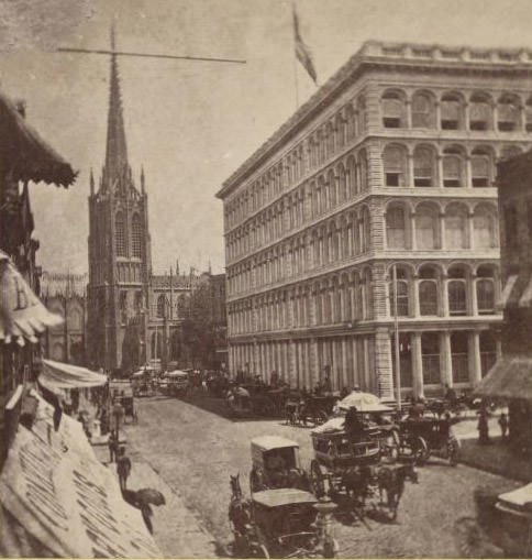 Grace Church And Stewart'S Store, Broadway, New York City, 1865