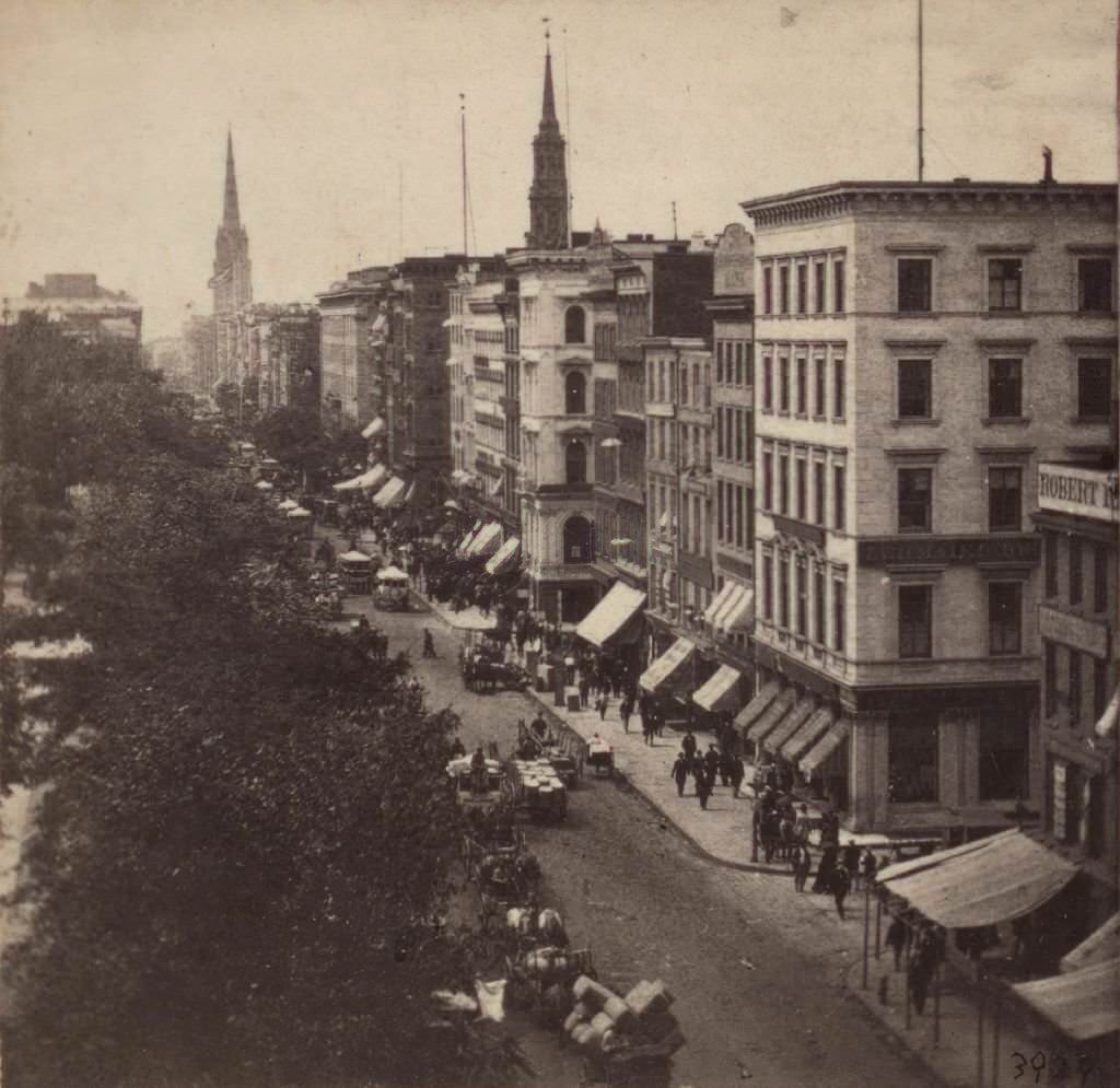 Looking Down Broadway, From The Corner Of Chambers Street, 1860