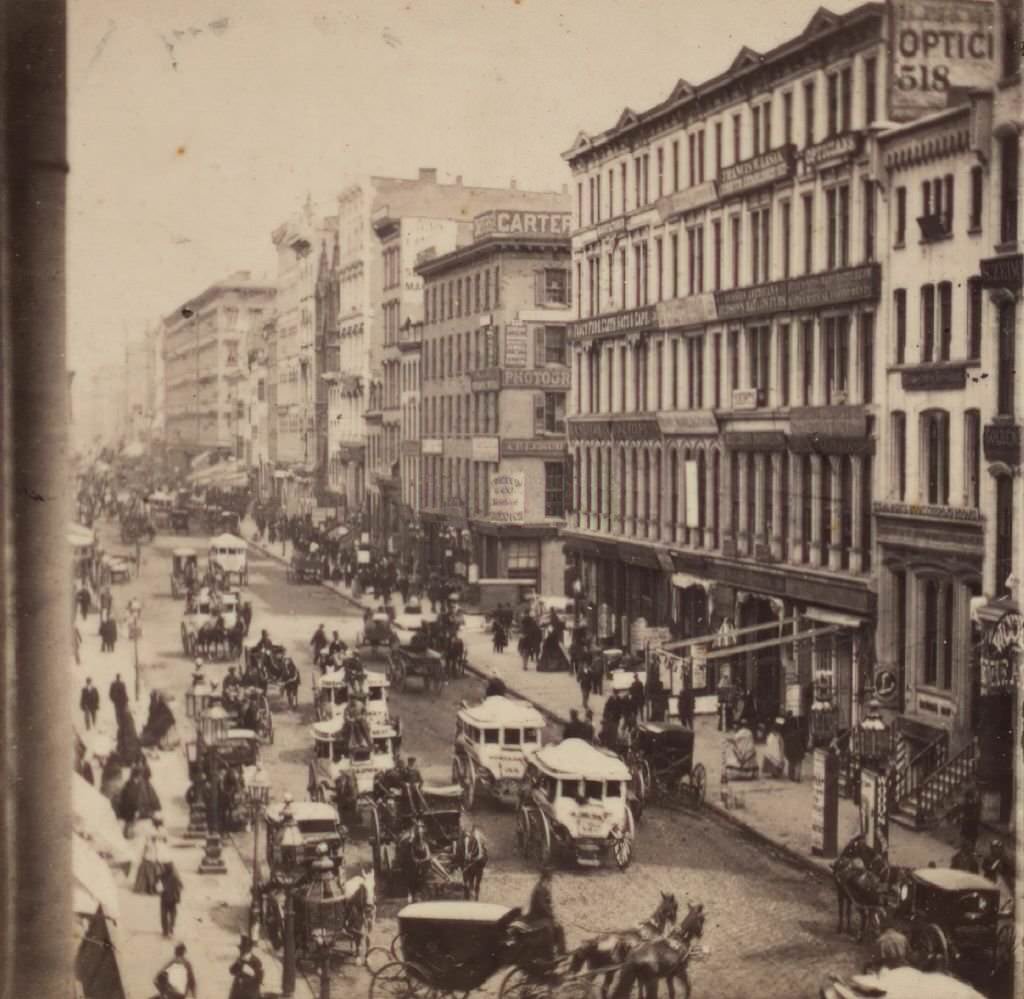 Looking Up Broadway From The Corner Of Broome Street, 1860