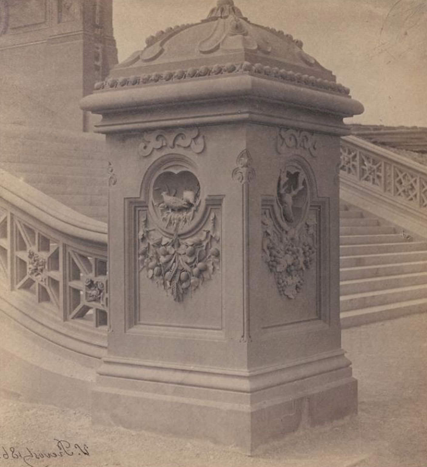 Newel At Base Of Bethesda Terrace Staircase, 1862