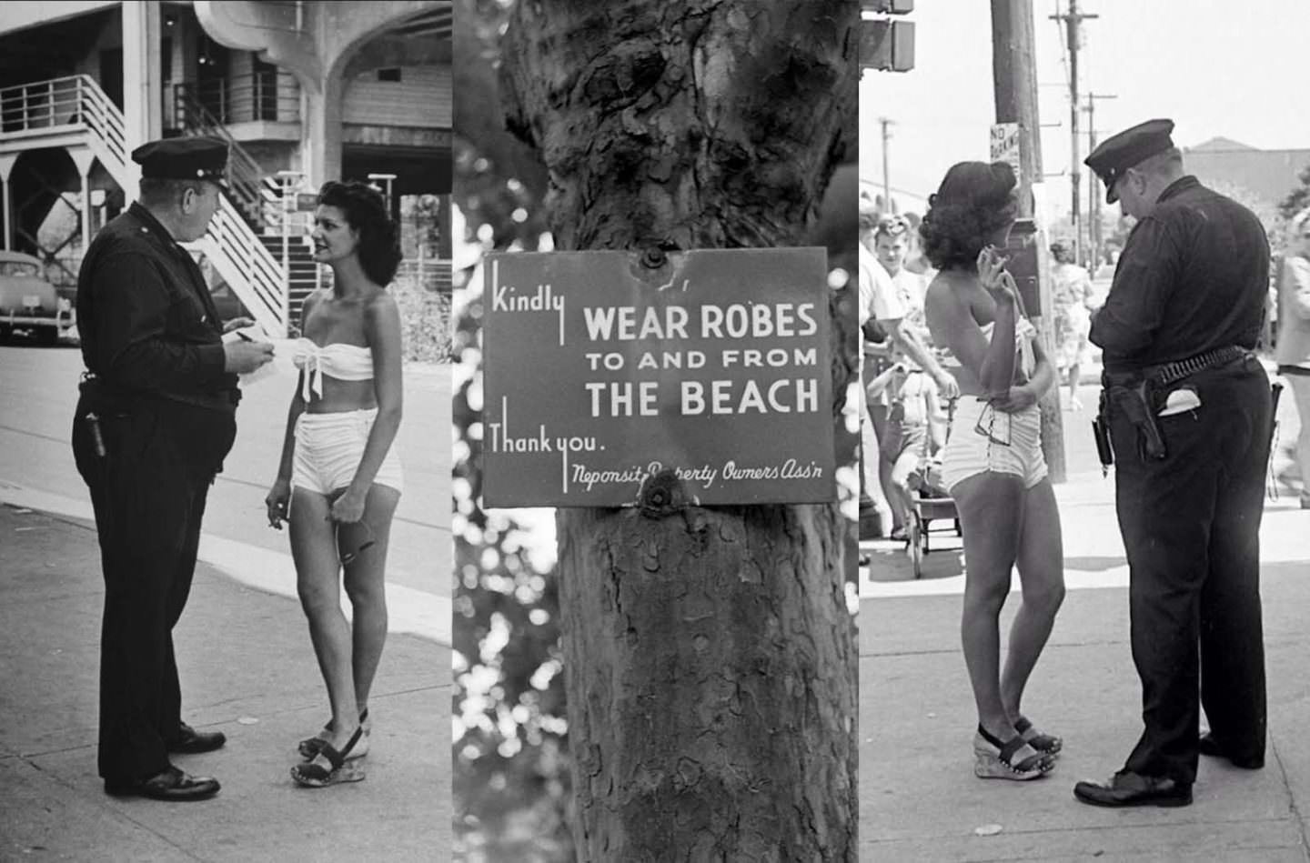 People Being Ticketed For Wearing Bathing Suits And Shorts At Rockaway Beach, 1946