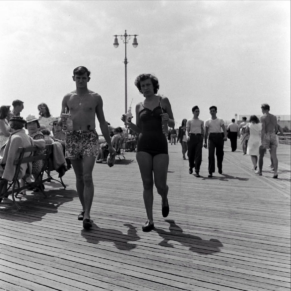 People Being Ticketed For Wearing Bathing Suits And Shorts At Rockaway Beach, 1946