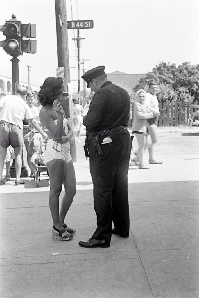 People Being Ticketed For Wearing Bathing Suits And Shorts At Rockaway Beach, 1946