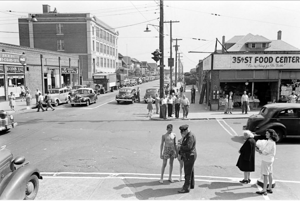 People Being Ticketed For Wearing Bathing Suits And Shorts At Rockaway Beach, 1946