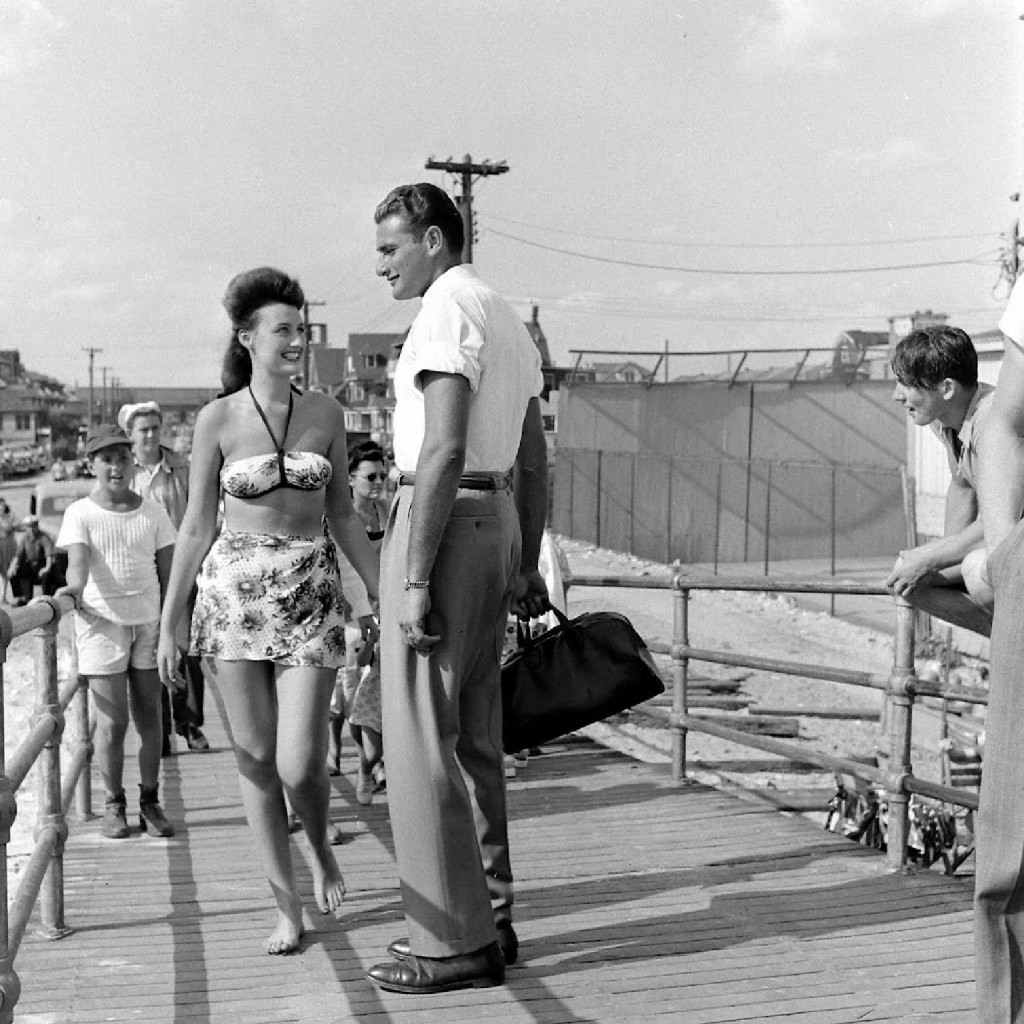 People Being Ticketed For Wearing Bathing Suits And Shorts At Rockaway Beach, 1946