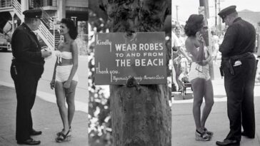 People Being Ticketed Indecent Exposure Rockaway Beach 1946