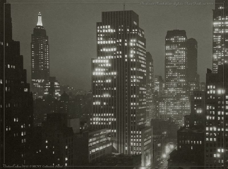 Midtown Manhattan, New York At Night, Circa 1934