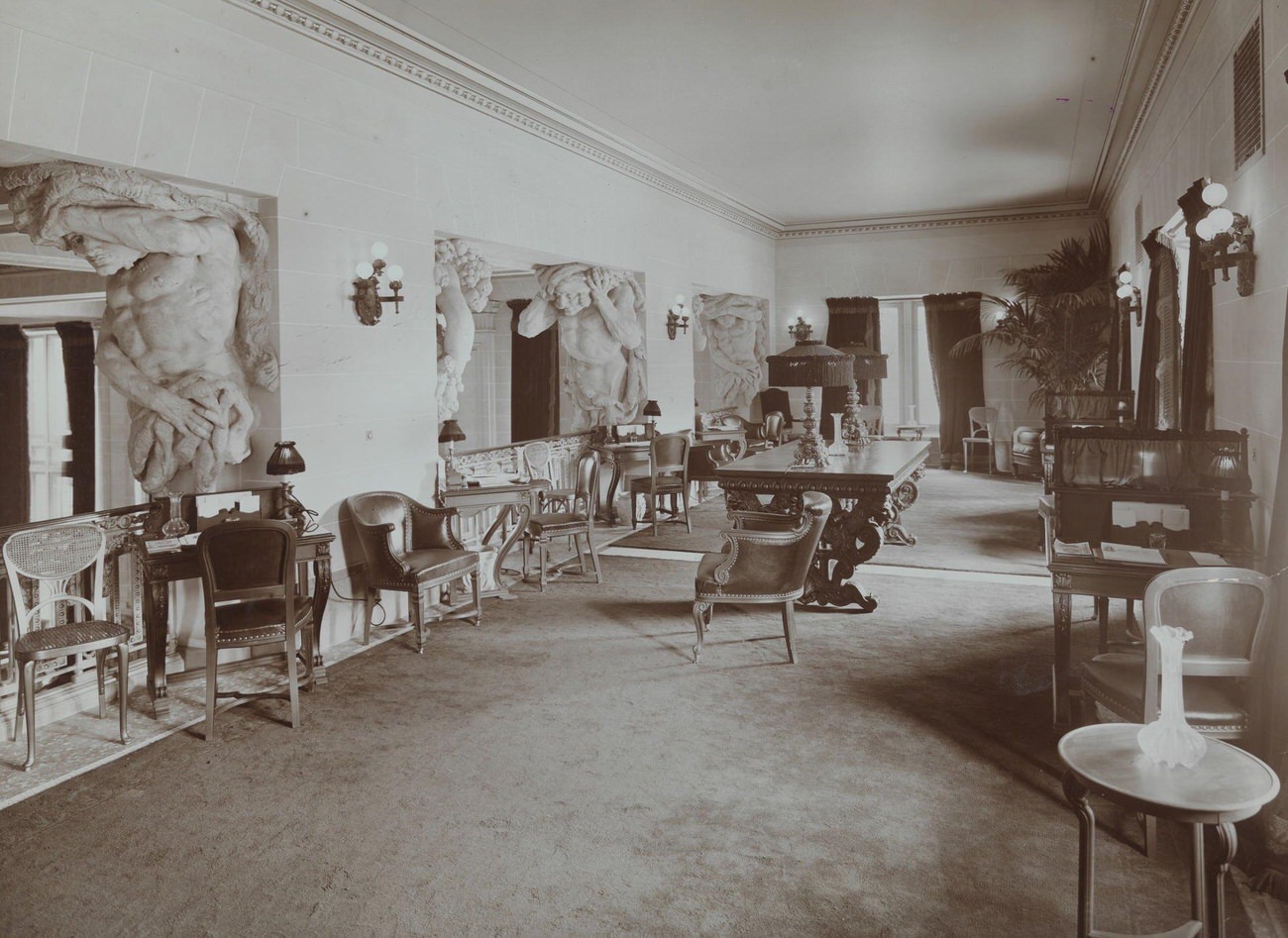 Interior Of A Writing/Living Room At The Hotel Belmont, Park Avenue And 42Nd Street, New York, New York, 1906.