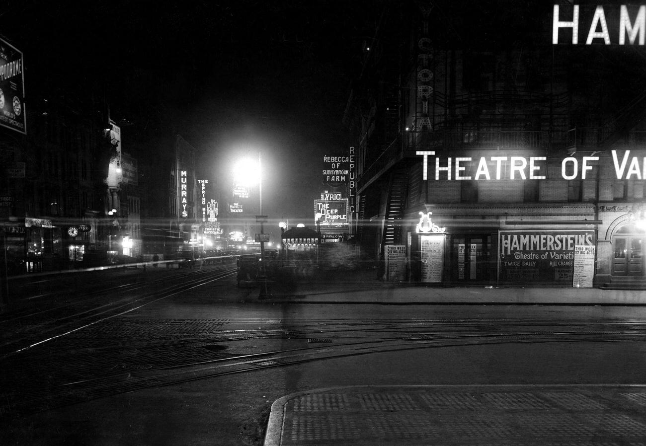 42Nd Street With Theatres By Night, 1905