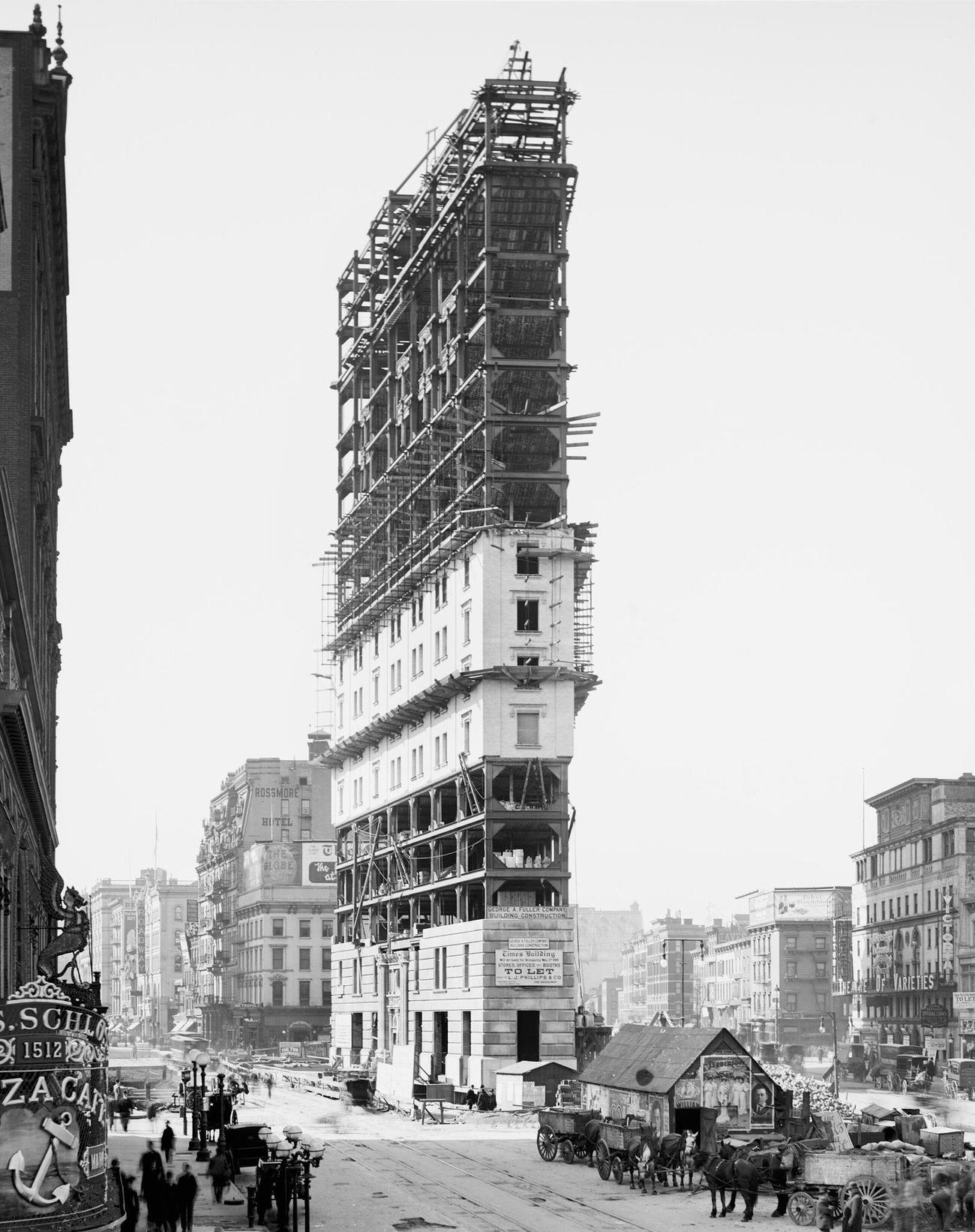 Times Building Under Construction, 42Nd Street And Longacre Square, New York City, 1904