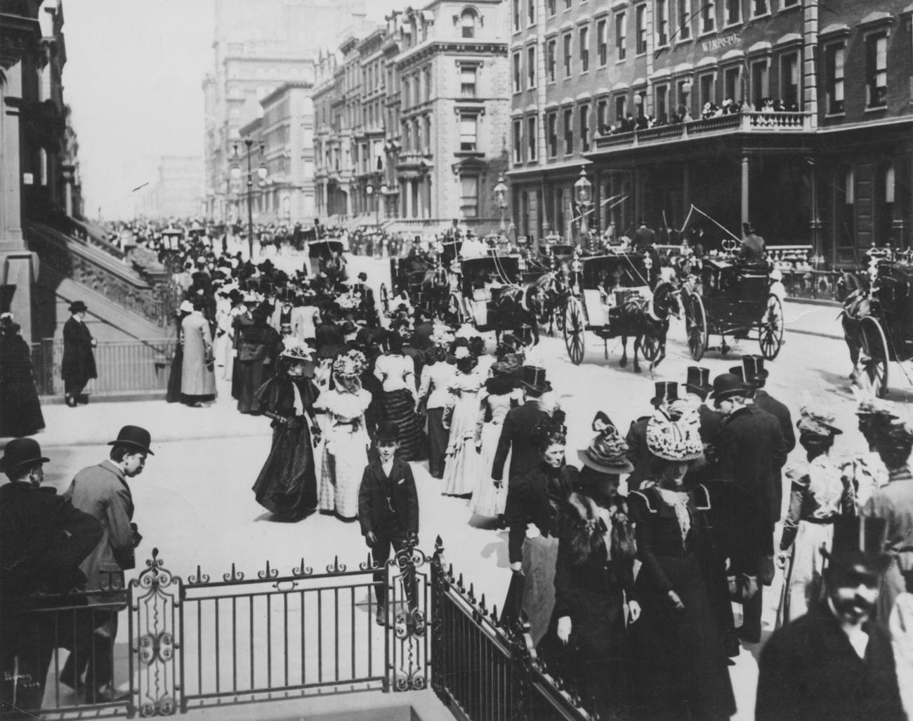 An Easter Parade Passes Down 5Th Avenue, New York City, 1898.
