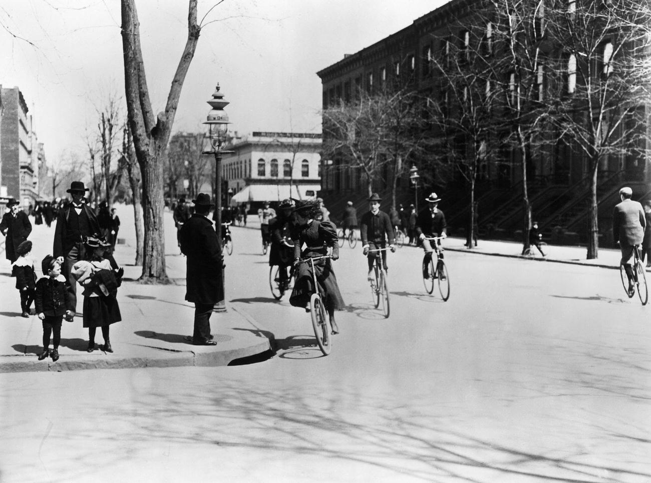 Bicycling On Fifth Avenue. North From 124Th Street, 1897.