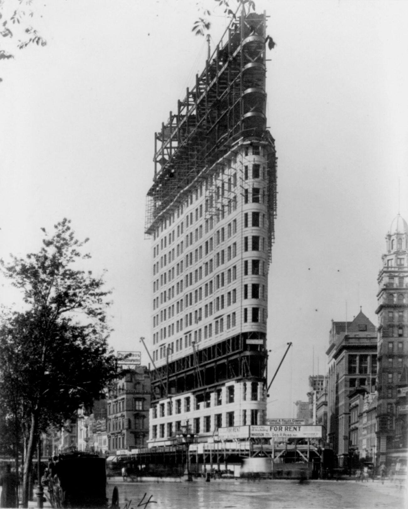 View Of The Flatiron Building, Or The Fuller Building, Under Construction In New York City, 1902