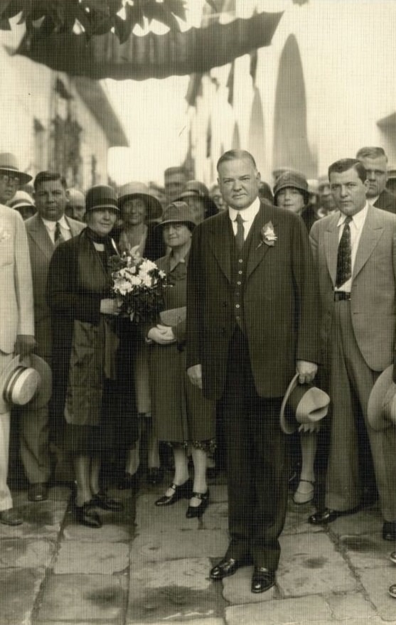 President Hoover–Mrs. Hoover Holding Bouquet