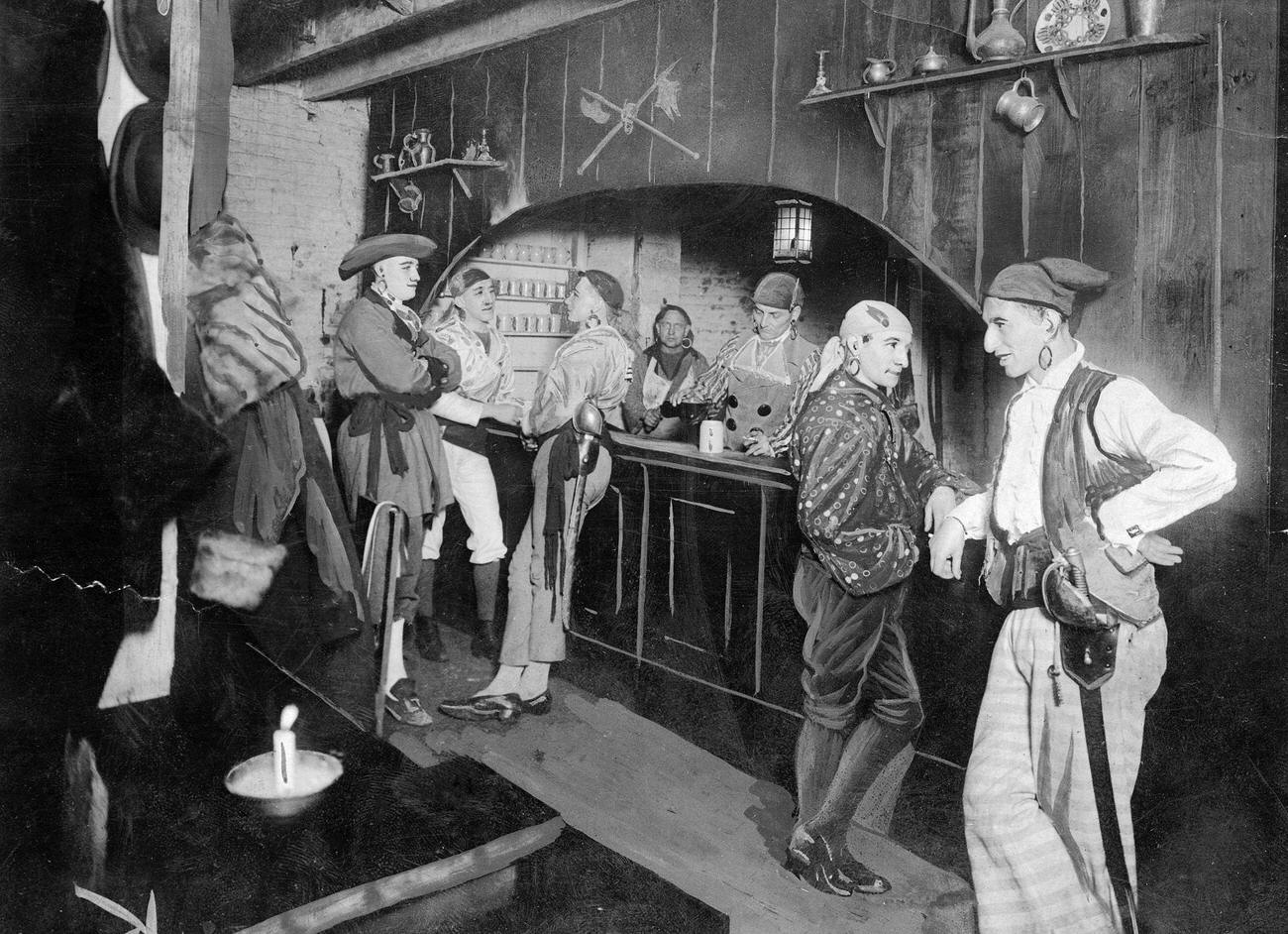 Men Dressed As Pirates Standing At Bar In Greenwich Village, 1920S.