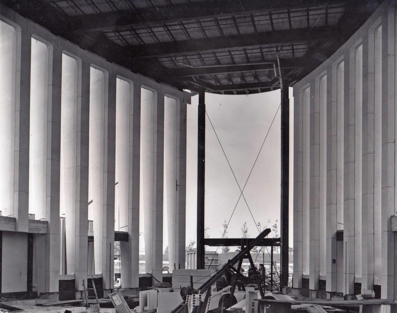 Construction Of Roman Catholic Chapel At Jfk Airport In 1965