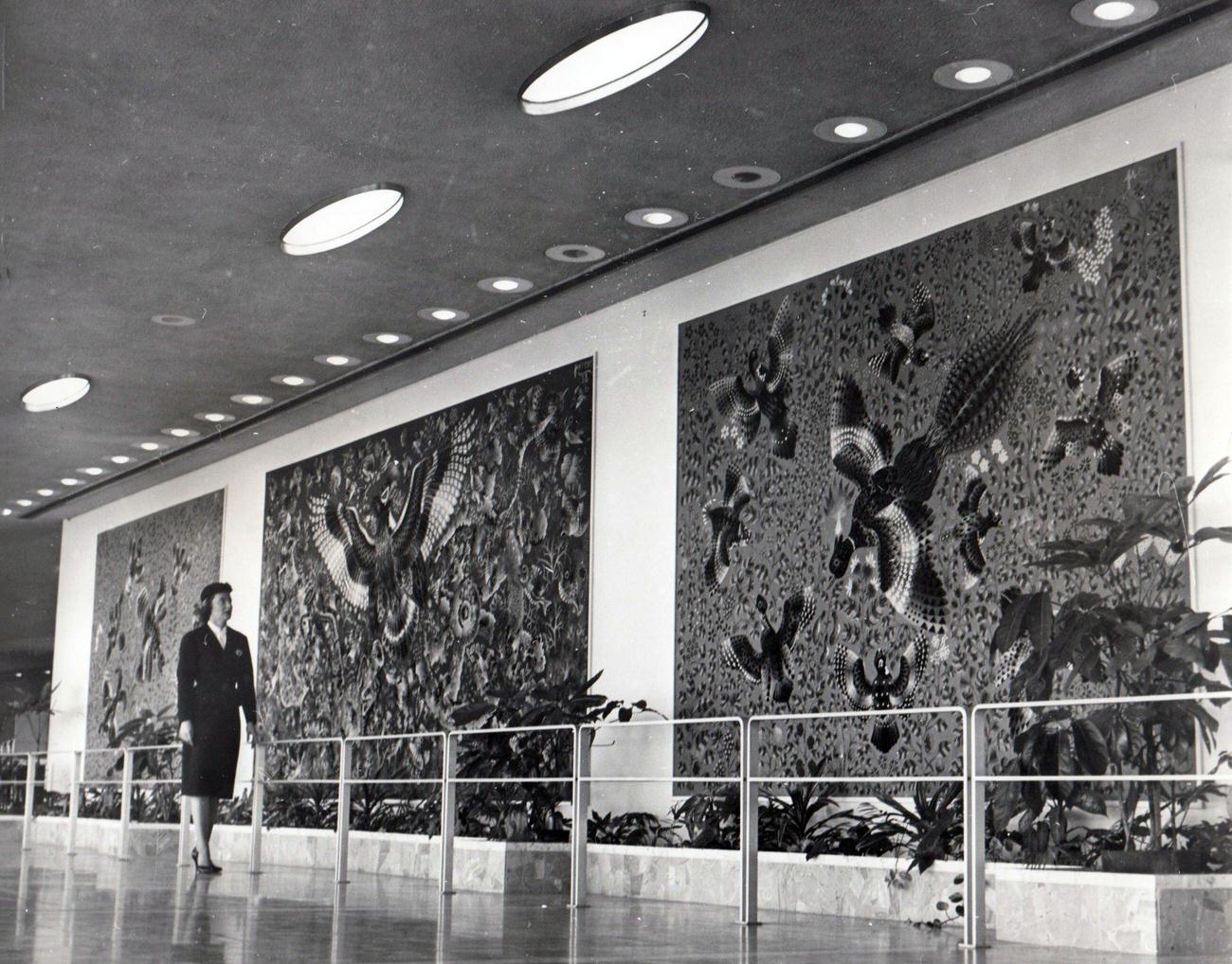 Rene Perrot Tapestries At Idelwild Airport In 1960.