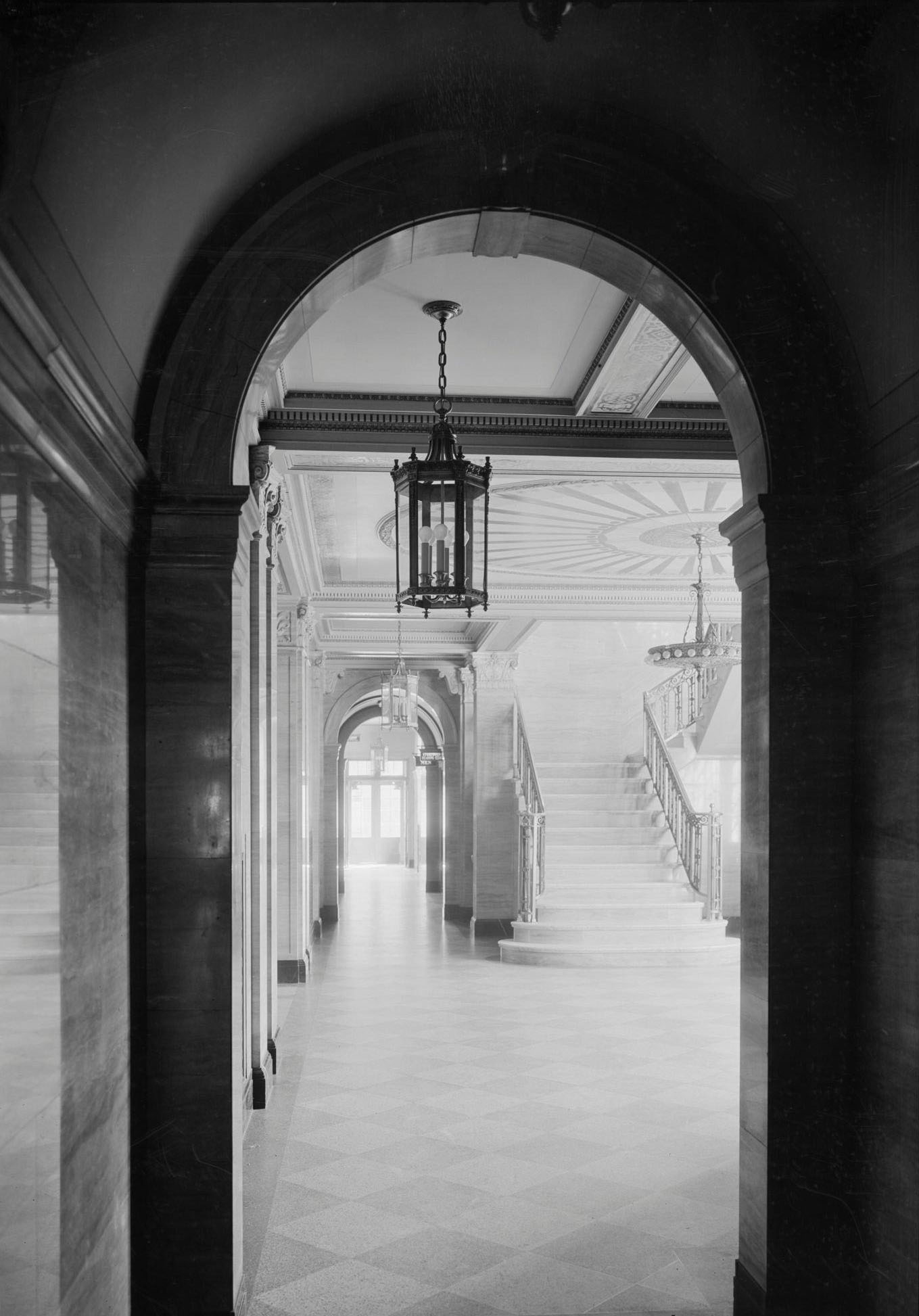 Stair Hall Thru Arch.