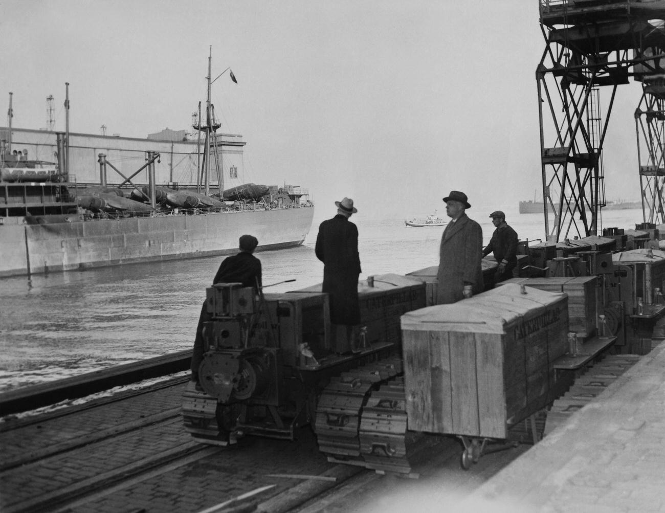 Military Technique Waiting For Delivery To The Allied Army At Staten Island In New York