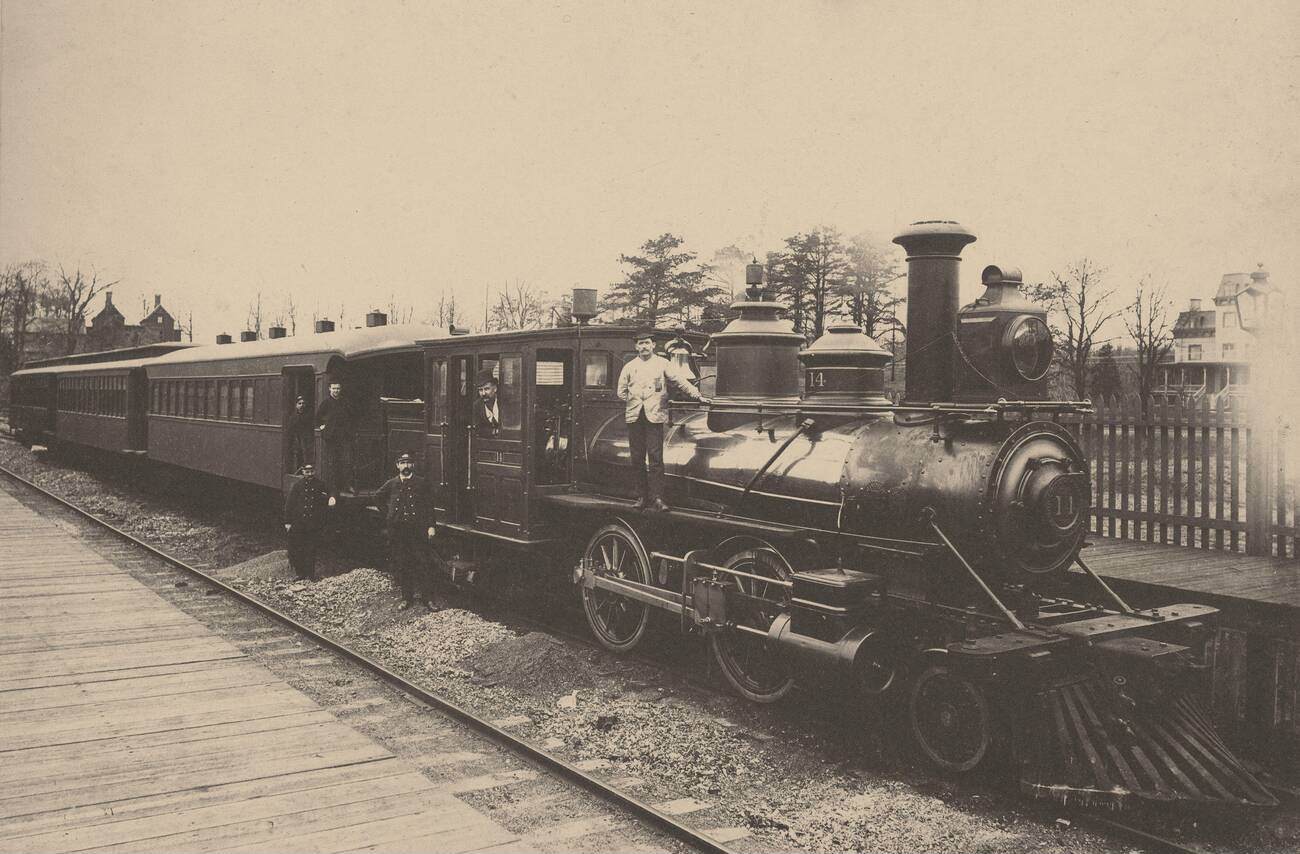 Train And Crew On The Staten Island Rapid Transit” With Engine Number 14