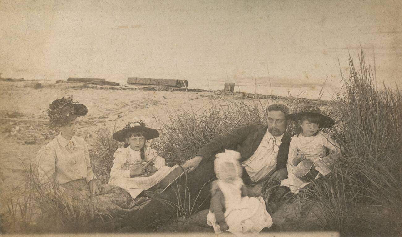 Unknown Family On Beach At Staten Island, 1890