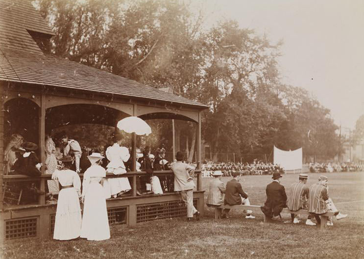 Spectators On The Sidelines Of A Cricket Game At The Livingston Cricket Club, Staten Island, 1890S