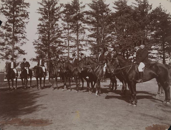 Men Posed On Horses At Meadow Brook'S Richmond Club In Staten Island.