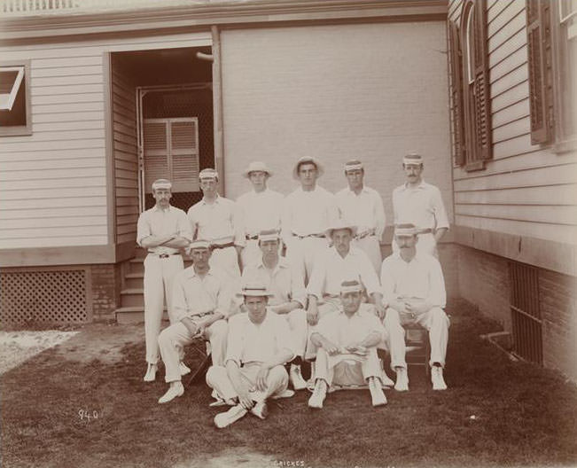 A Cricket Team Portrait At The Livingston Cricket Club, Staten Island, 1890S