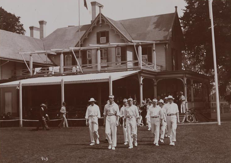 A Cricket Team Walking On To The Pitch Of The Livingston Cricket Club, Staten Island, 1899