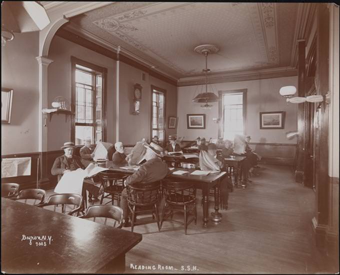 Men In The Reading Room At Sailor'S Snug Harbor, A Facility And Home For Retired Sailors On Staten Island, 1899