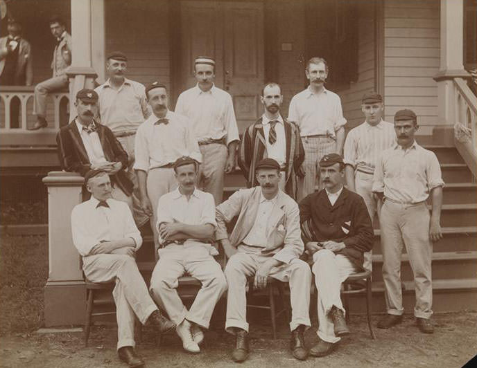 A Cricket Team The Porch Steps Of The Livingston Cricket Club, Staten Island, 1890S