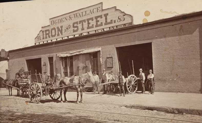 Men With Horse And Wagon Outside Ogden &Amp;Amp; Wallace Iron And Steel, 1895