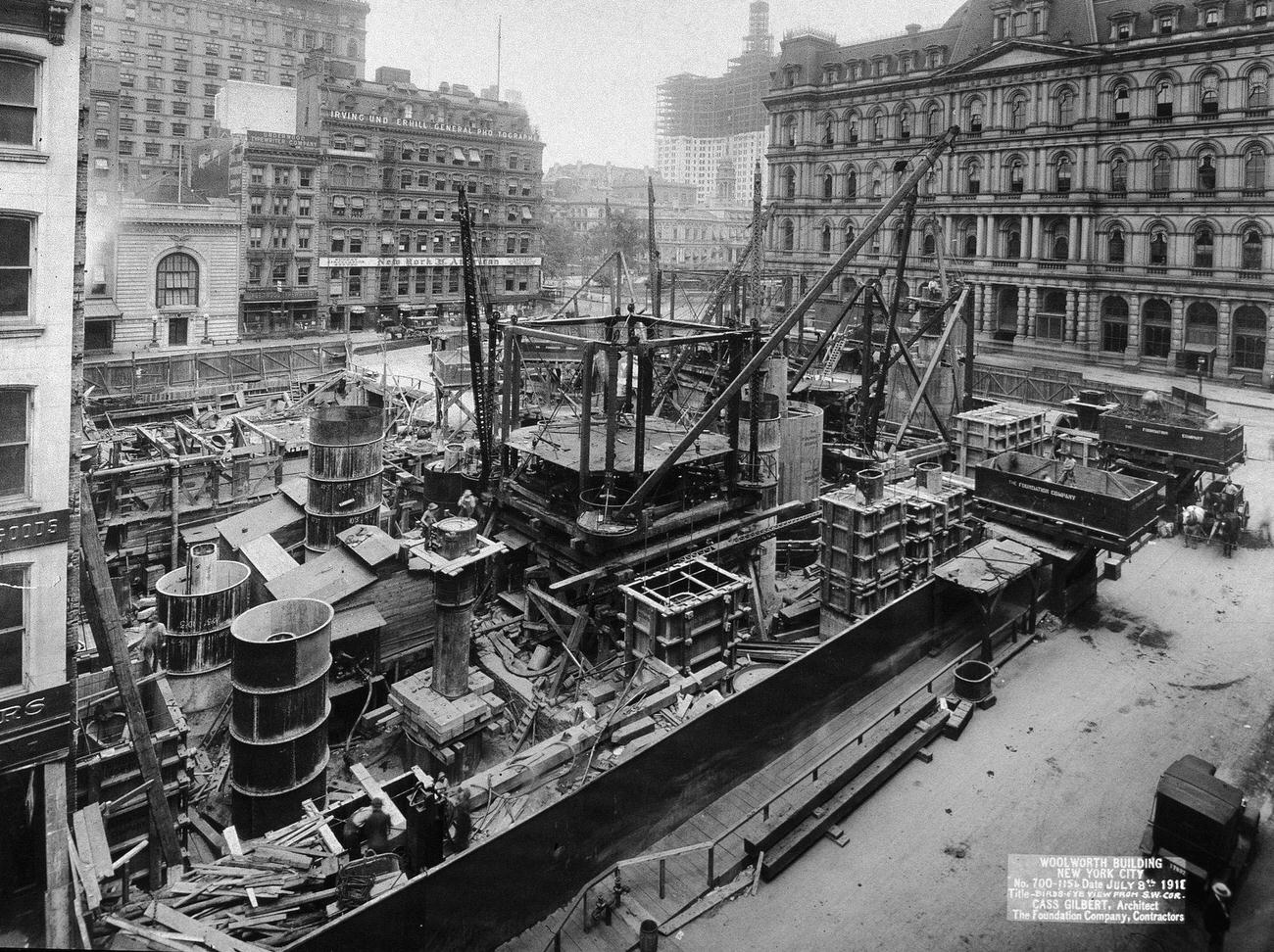 Aerial View Of The Woolworth Building Construction Site From The Southwest Corner, 1910
