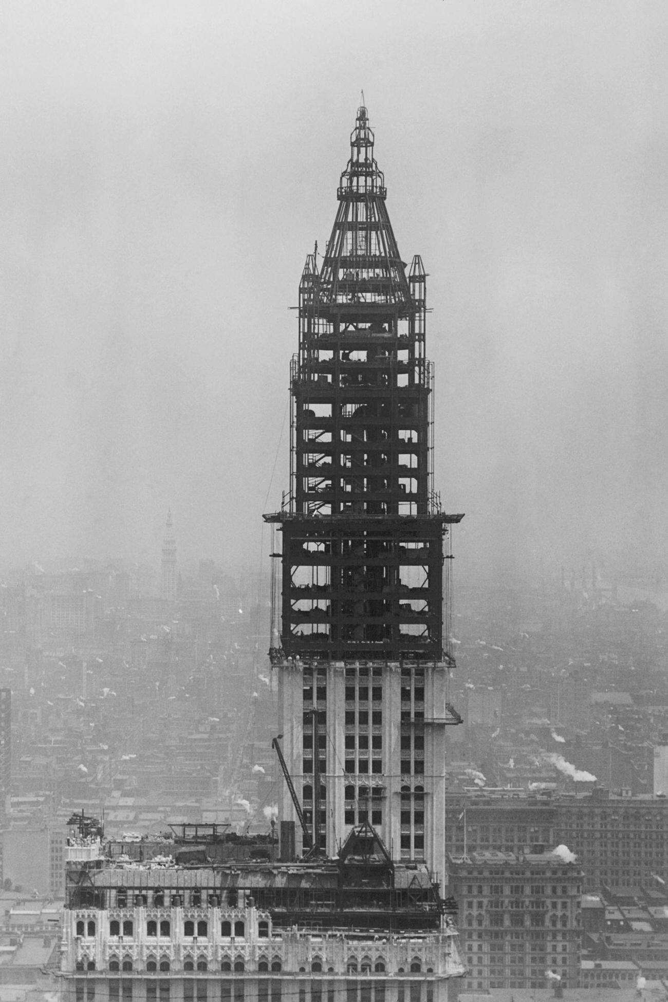 Tower Construction Of The Woolworth Building On Broadway
