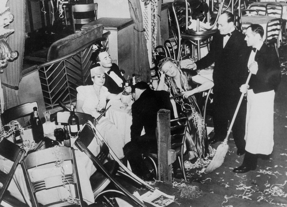 Employees Of The Diamond Horseshoe In New York Clean After A New Year’s Party.