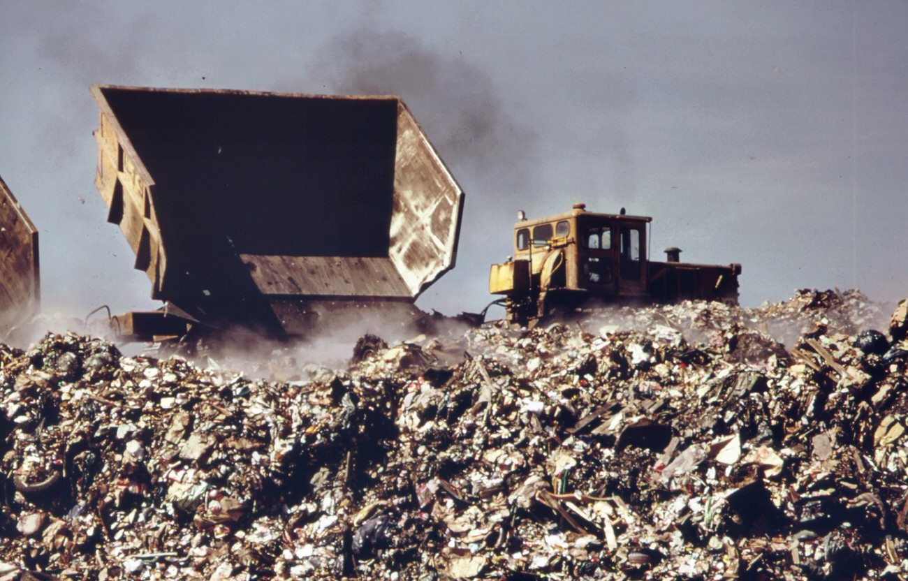 At Staten Island Landfill. Garbage Brought By Barge From Manhattan Is Dumped At Outer Edges Of Landfill Area, 1970S