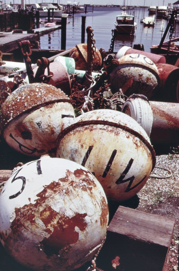 Old Buoys On Wharf In Staten Island, 1970S