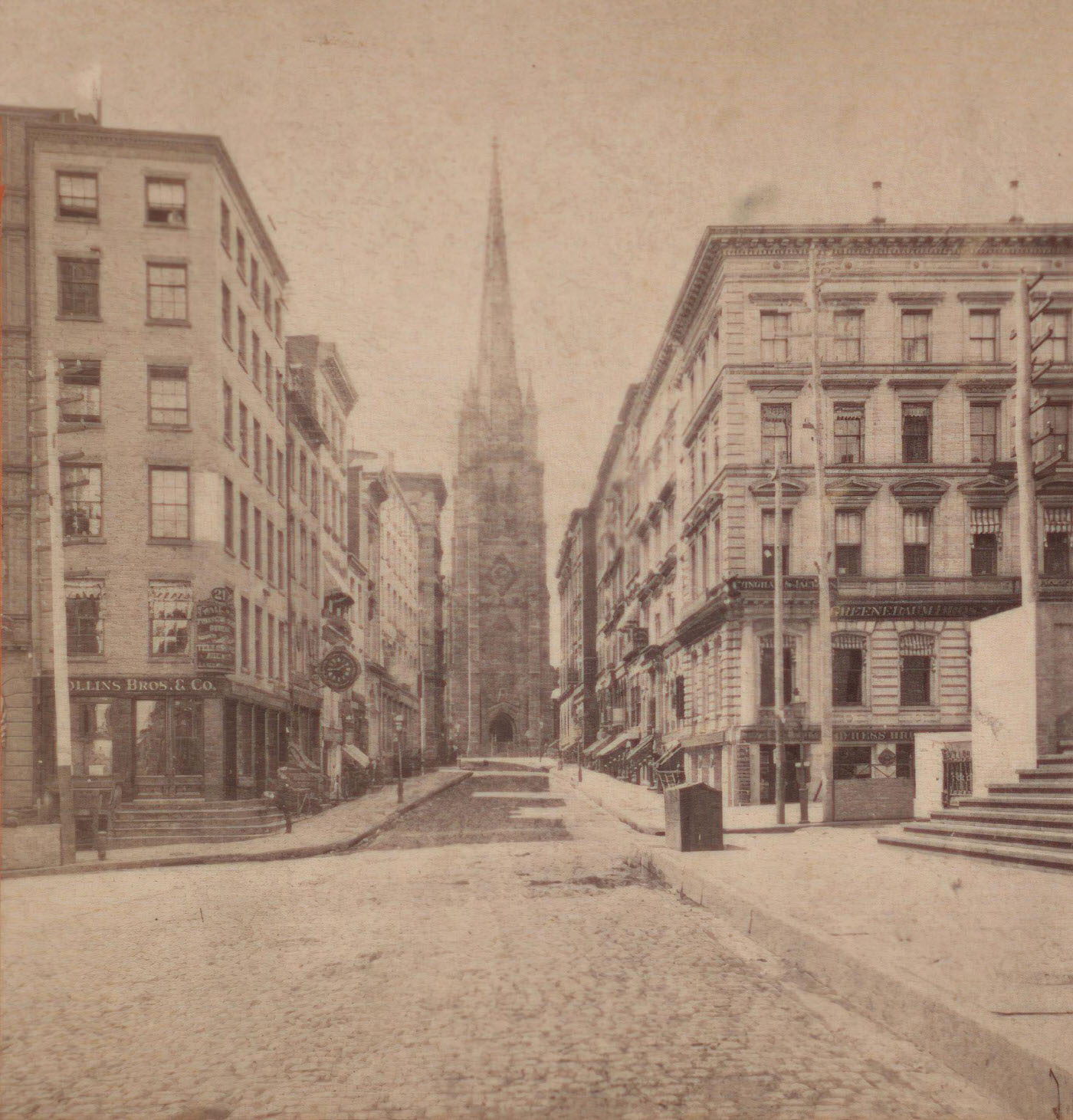 Wall Street Looking Toward Trinity Church, Manhattan, 1870