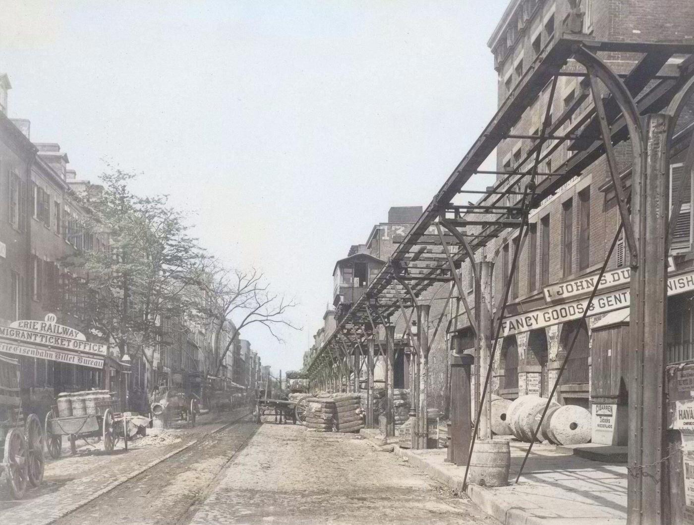 Greenwich Street, New York City, With Office Of Erie Railway, 1870S