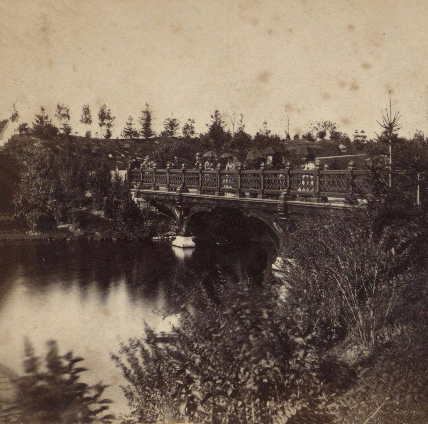 Lake &Amp;Amp; Oak Bridge, Central Park, Manhattan, 1870S