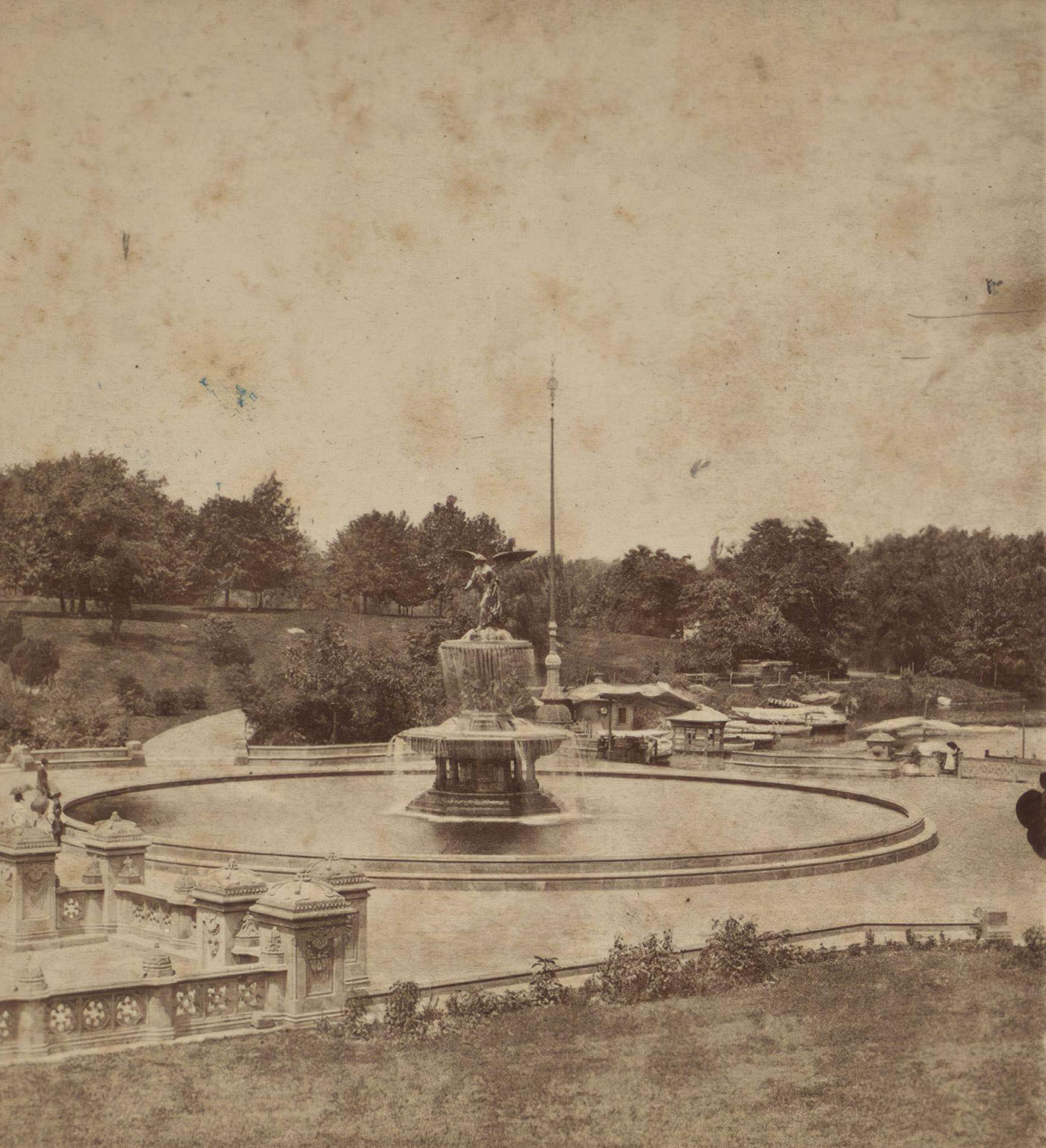 Fountain In Central Park, Manhattan, New York City, 1870S