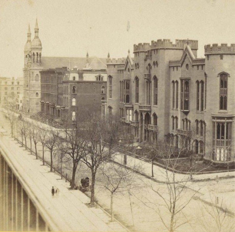 Fifth Avenue In New York, Looking North From The Reservoir In Central Park, 1871