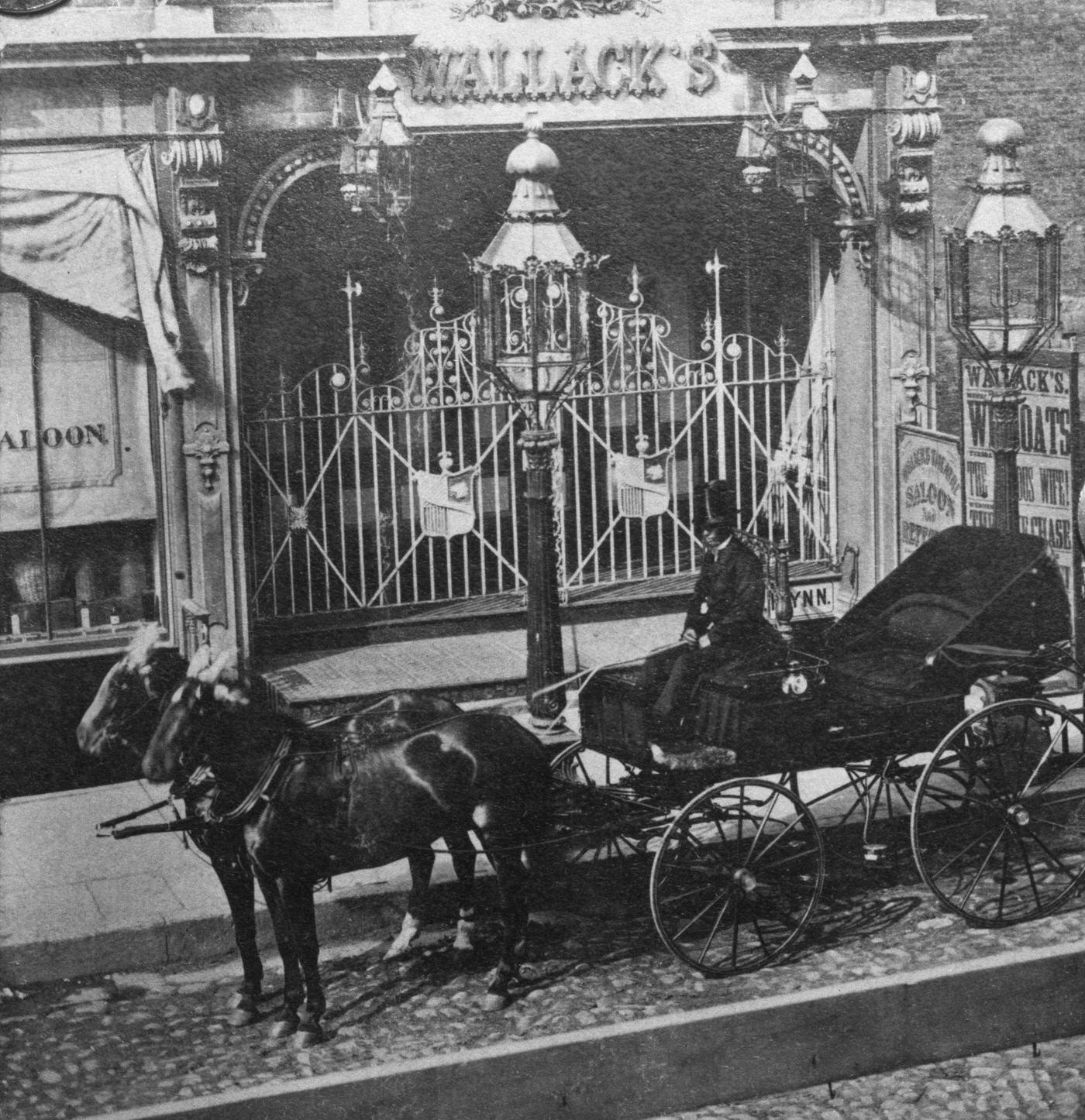 Outside Wallack'S Theatre On Broadway, New York City, 1870
