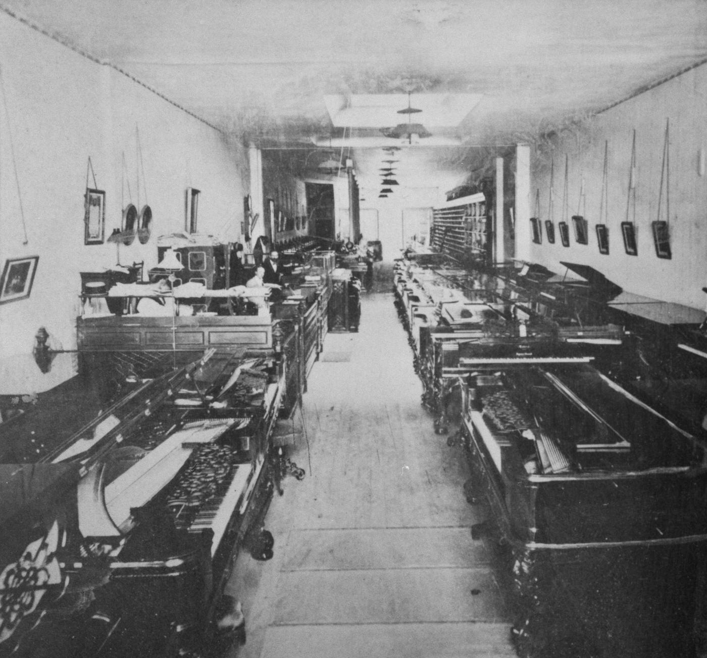 Pianos And Organs In The Saleroom Of Horace Waters &Amp;Amp; Sons On Broadway, New York City, 1880