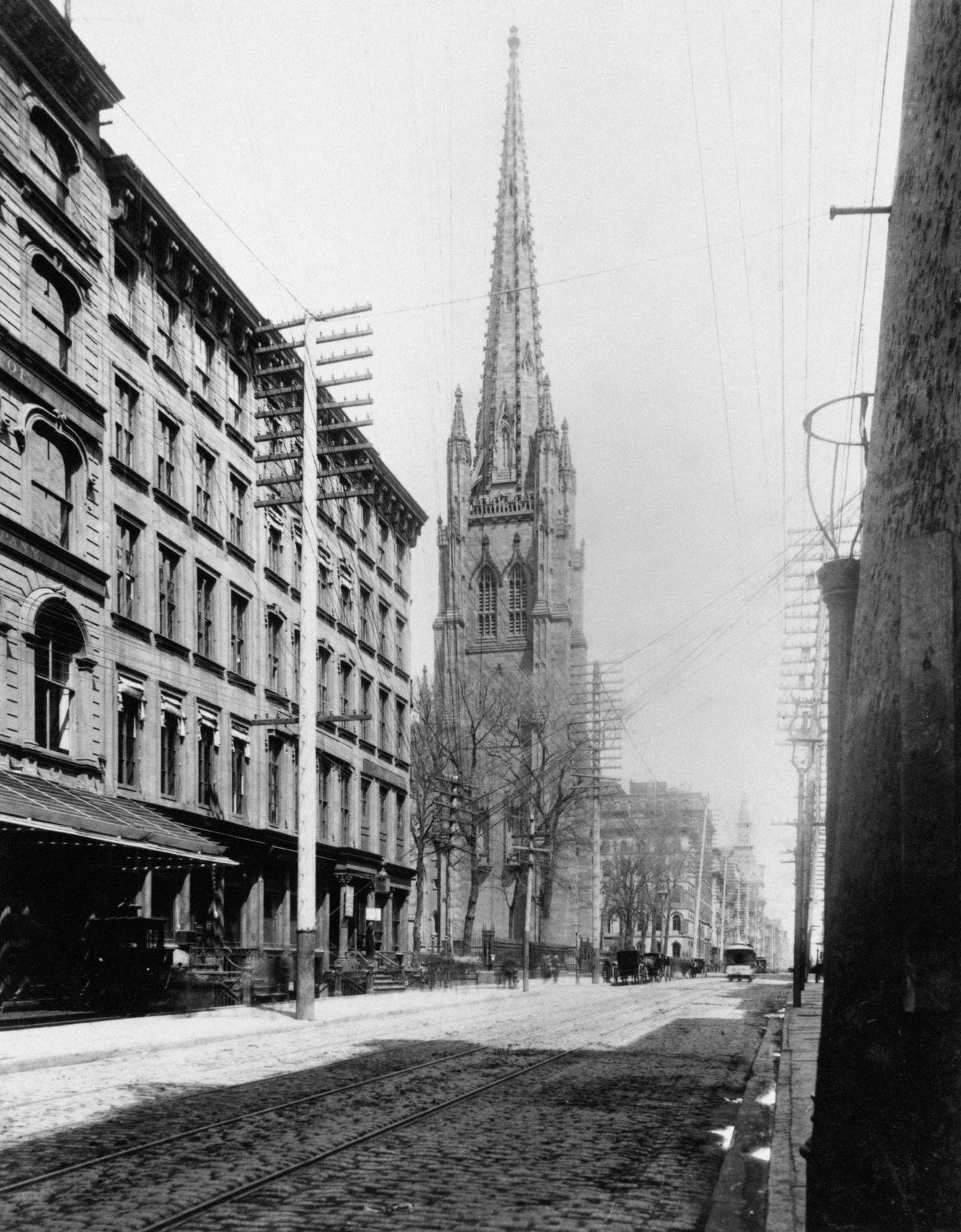Trinity Church At Broadway, Wall Street, Lower Broadway, New York City, 1880