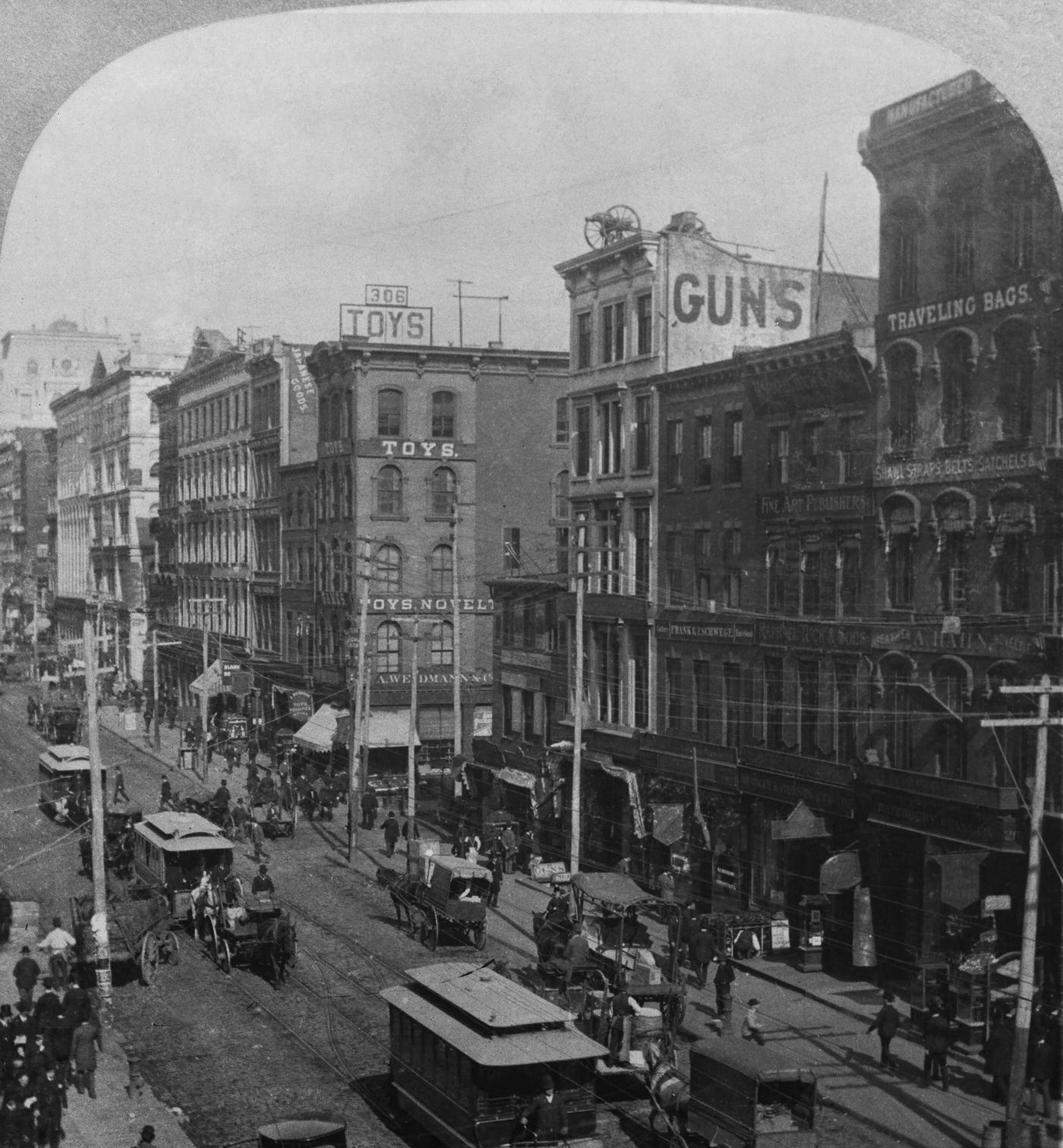 Broadway &Amp;Amp; Duane Street: View Of Broadway And Duane Street, Manhattan, New York City, 1895.
