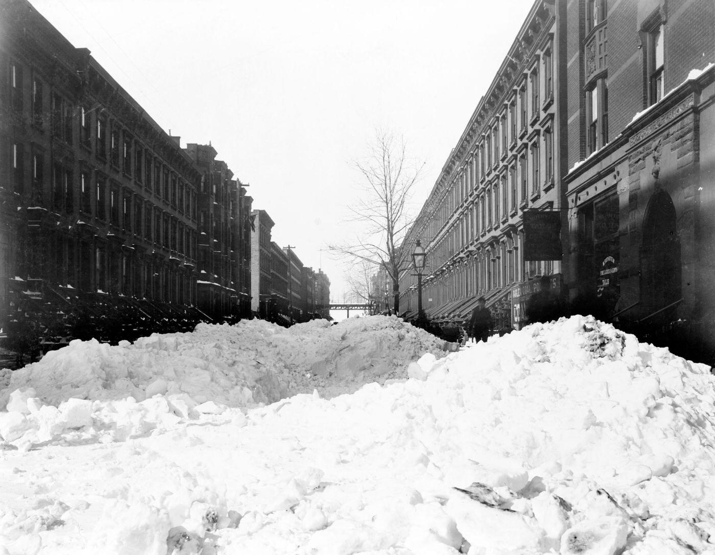 Harlem After The Blizzard: Snow-Filled Street In Harlem, New York City, 1899.