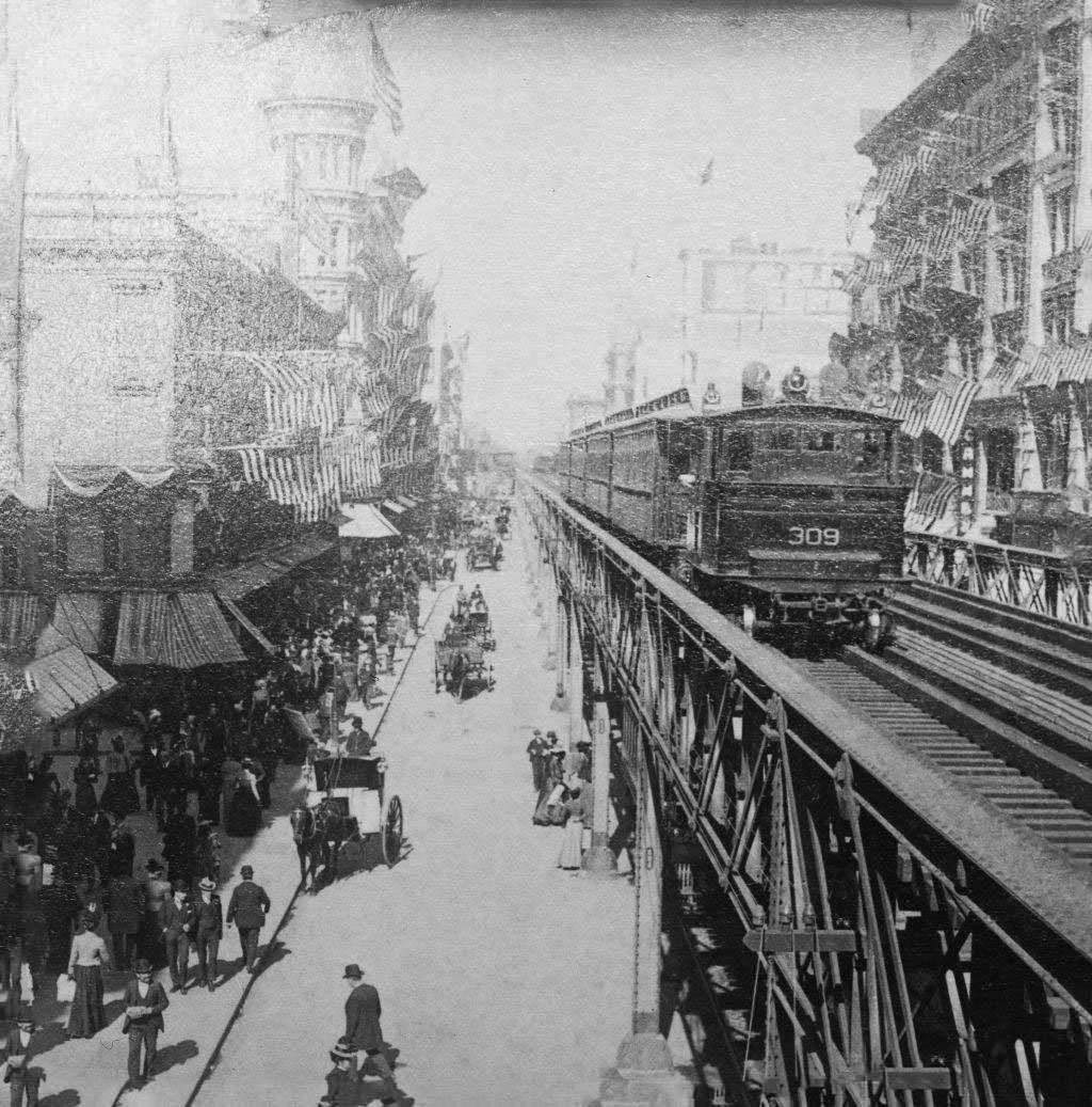 Sixth Avenue: Shopping District And Elevated Railway On Sixth Avenue, From 18Th Avenue, New York City, 1899.