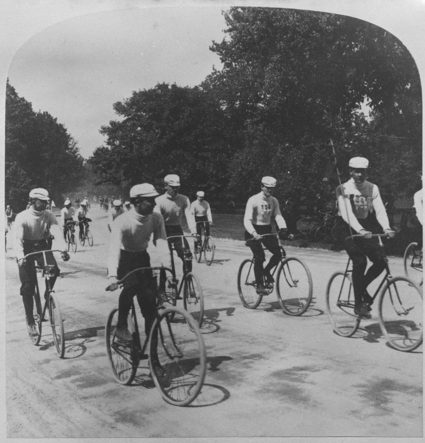 Central Park Cycle Parade: Young Men Participating In A Bicycle Parade In Central Park, New York City, 1895.