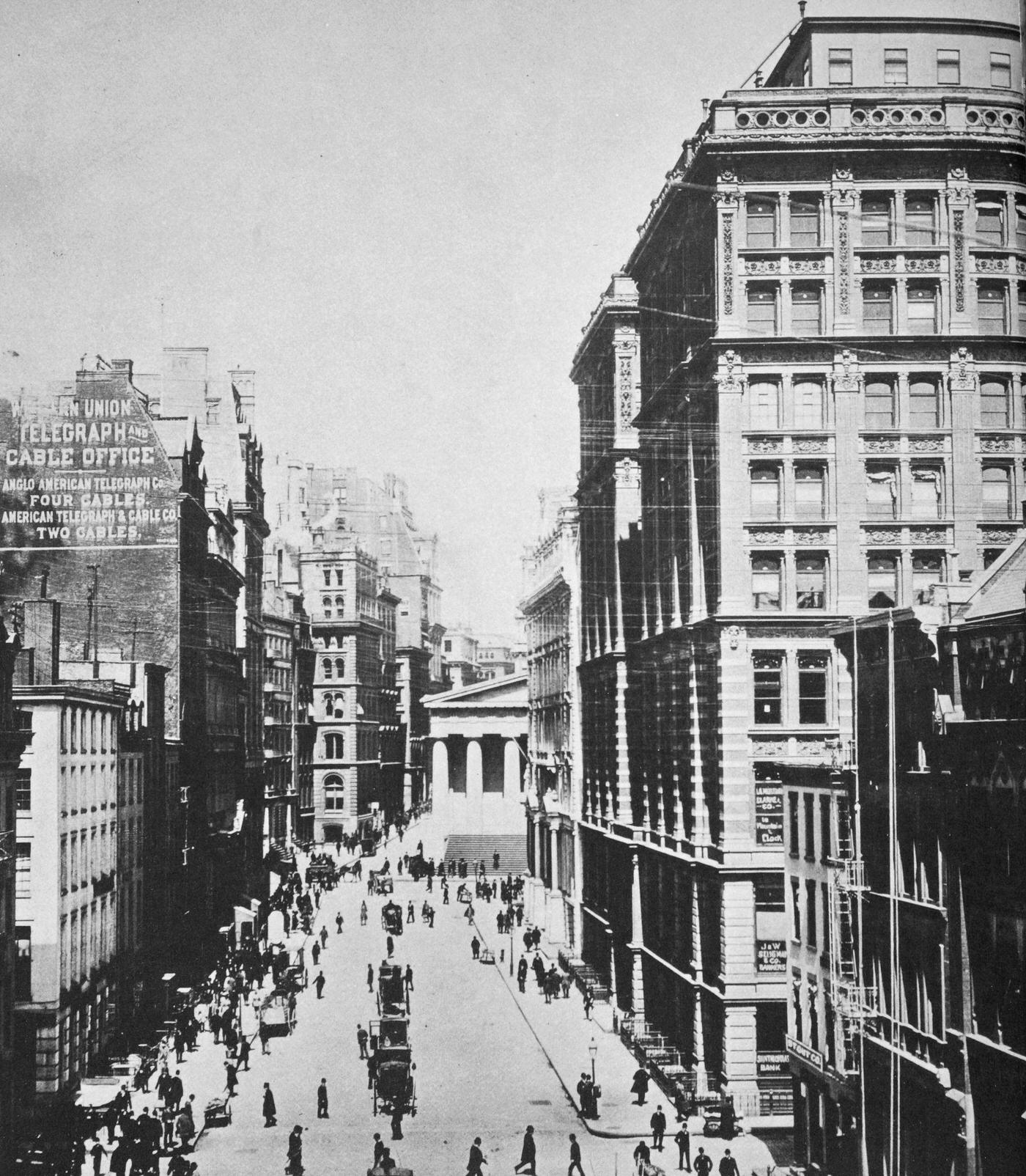 Broad Street Looking Towards Wall Street, New York City, 1893